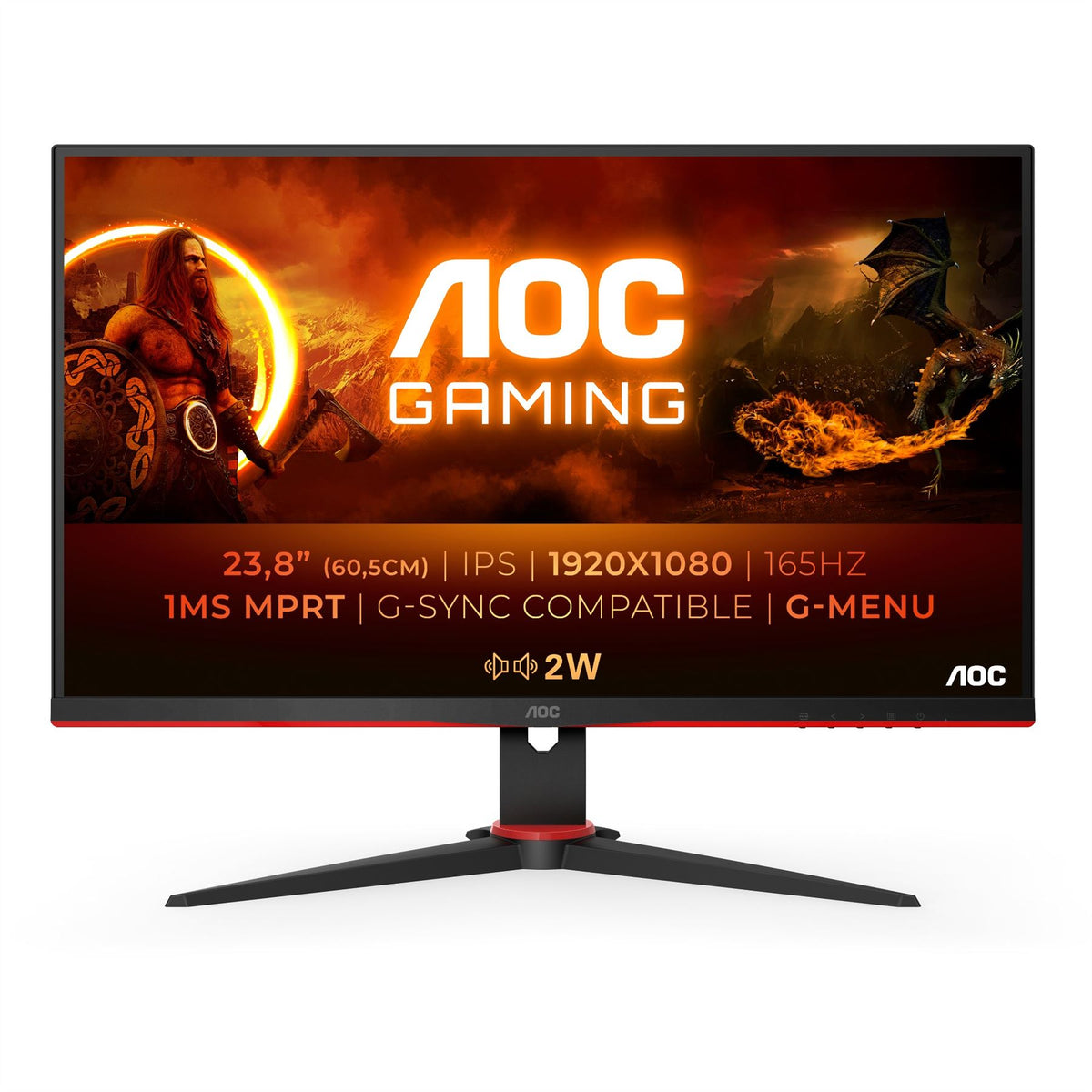 AOC 24G2SPU/BK Computer Monitor 60.5 cm (23.8") 1920 x 1080 pixels Full HD Black, Red