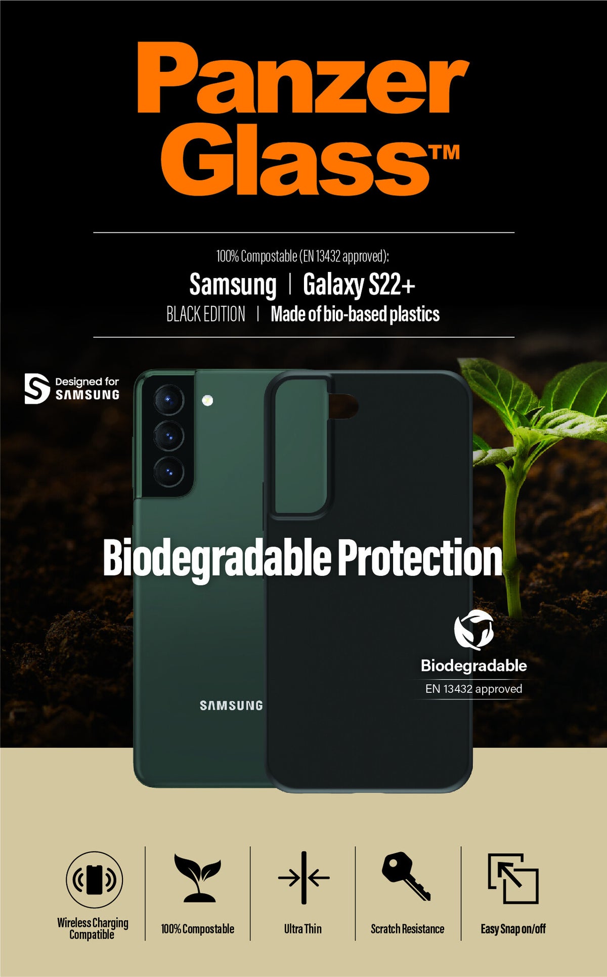 PanzerGlass ® Biodegradable Case for Galaxy S22 Plus in Black