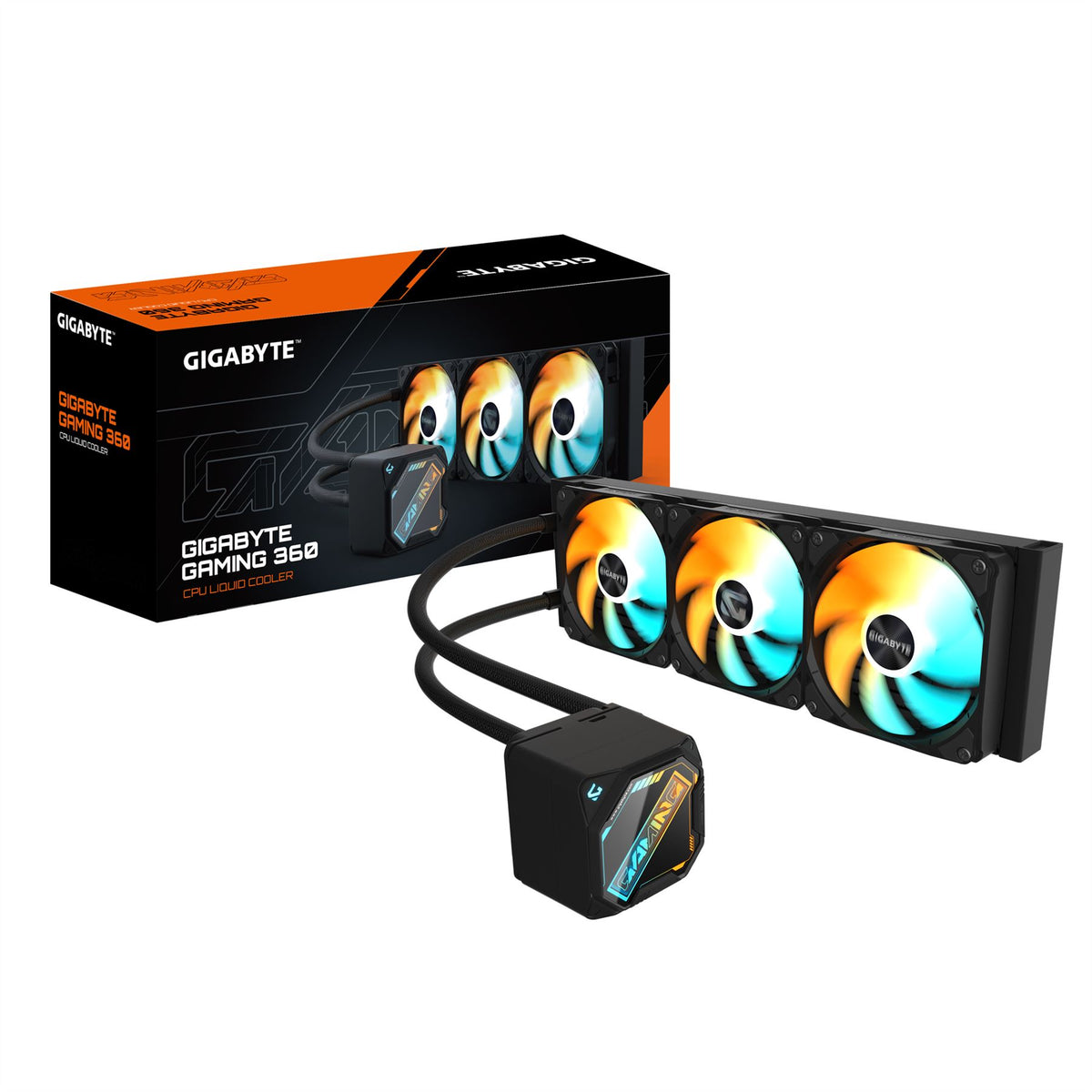 GIGABYTE GAMING 360 Liquid CPU Cooler- 3x120mm ARGB Fans/ slide-in interlocking mechanism/ DAISY-CHAIN/ Intel LGA 1851 and AMD AM5 Compatible