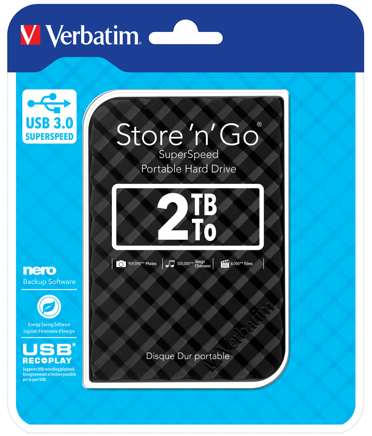 Verbatim Store 'n' Go USB 3.0 Hard Drive in Black - 2 TB