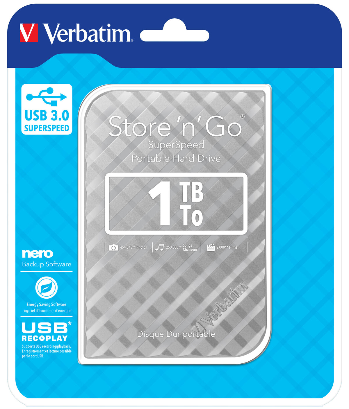 Verbatim Store 'n' Go USB 3.0 External hard drive in Silver - 1 TB