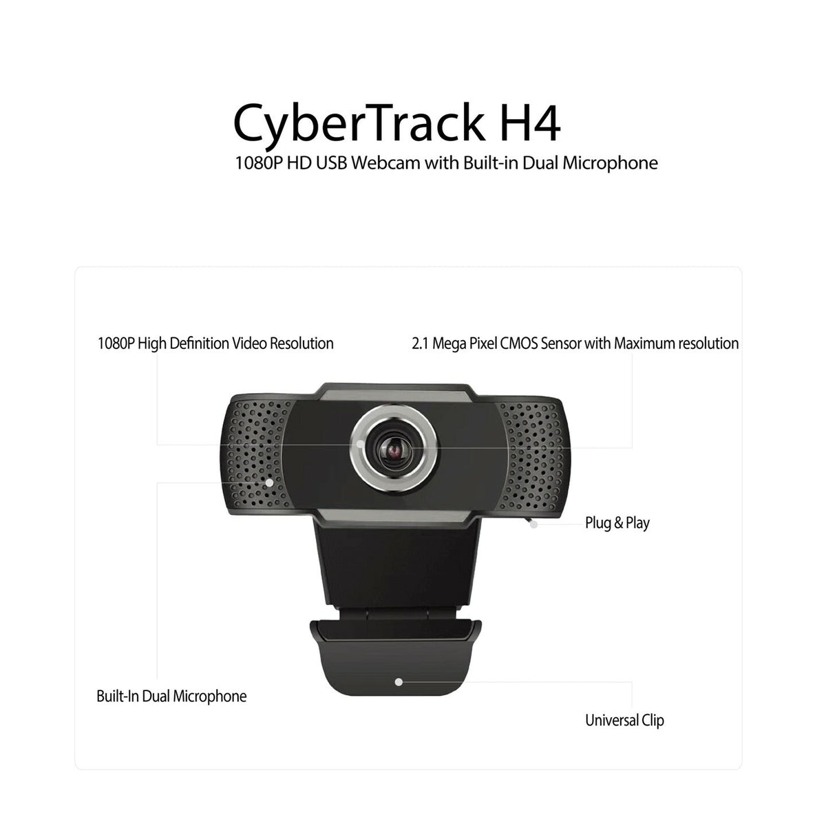 Adesso CyberTrack H4 - 2.1 MP 1920 x 1080 pixels USB webcam