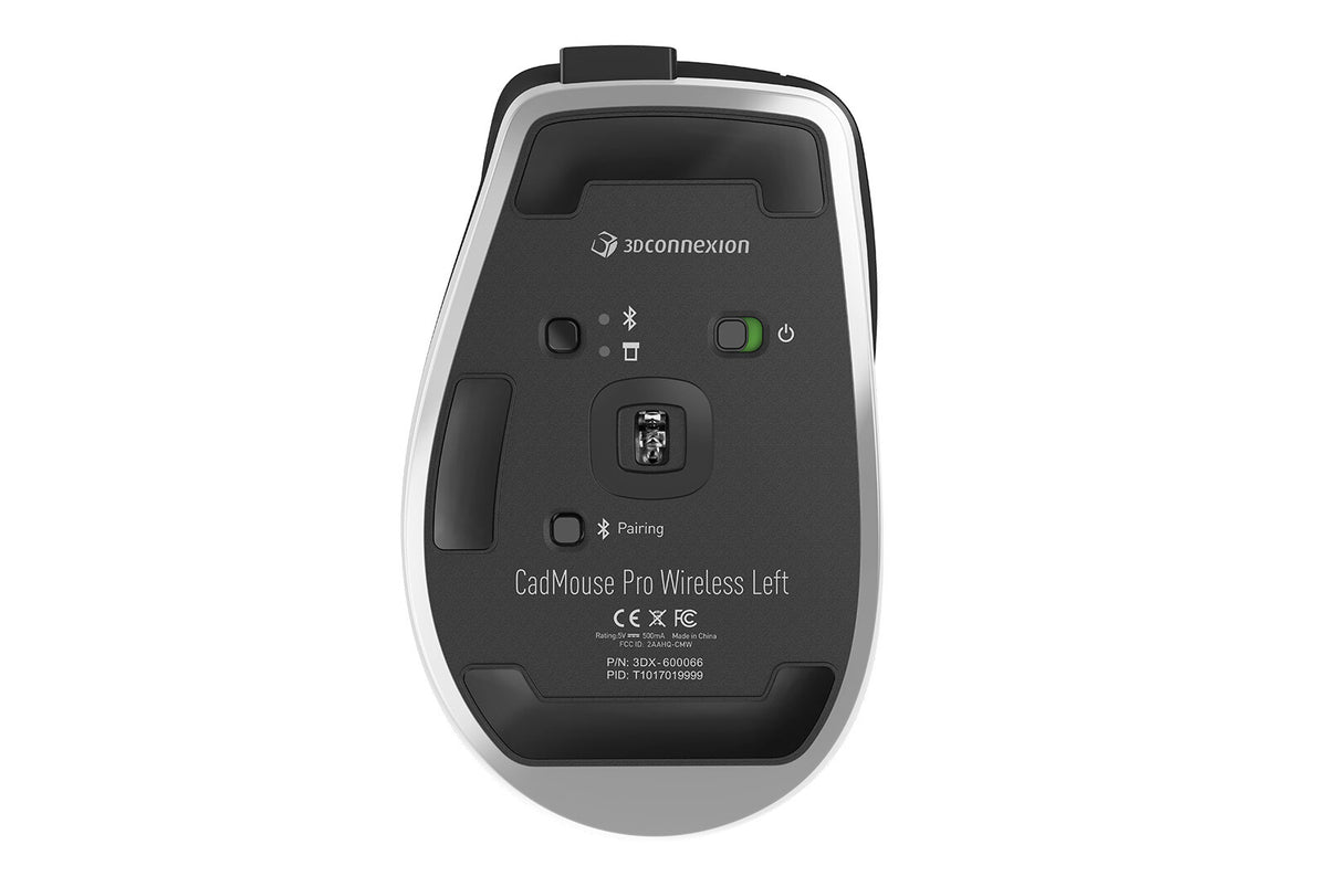 3Dconnexion CadMouse Pro - Left-handed RF Wireless + Bluetooth Optical Mouse in Black - 7,200 DPI