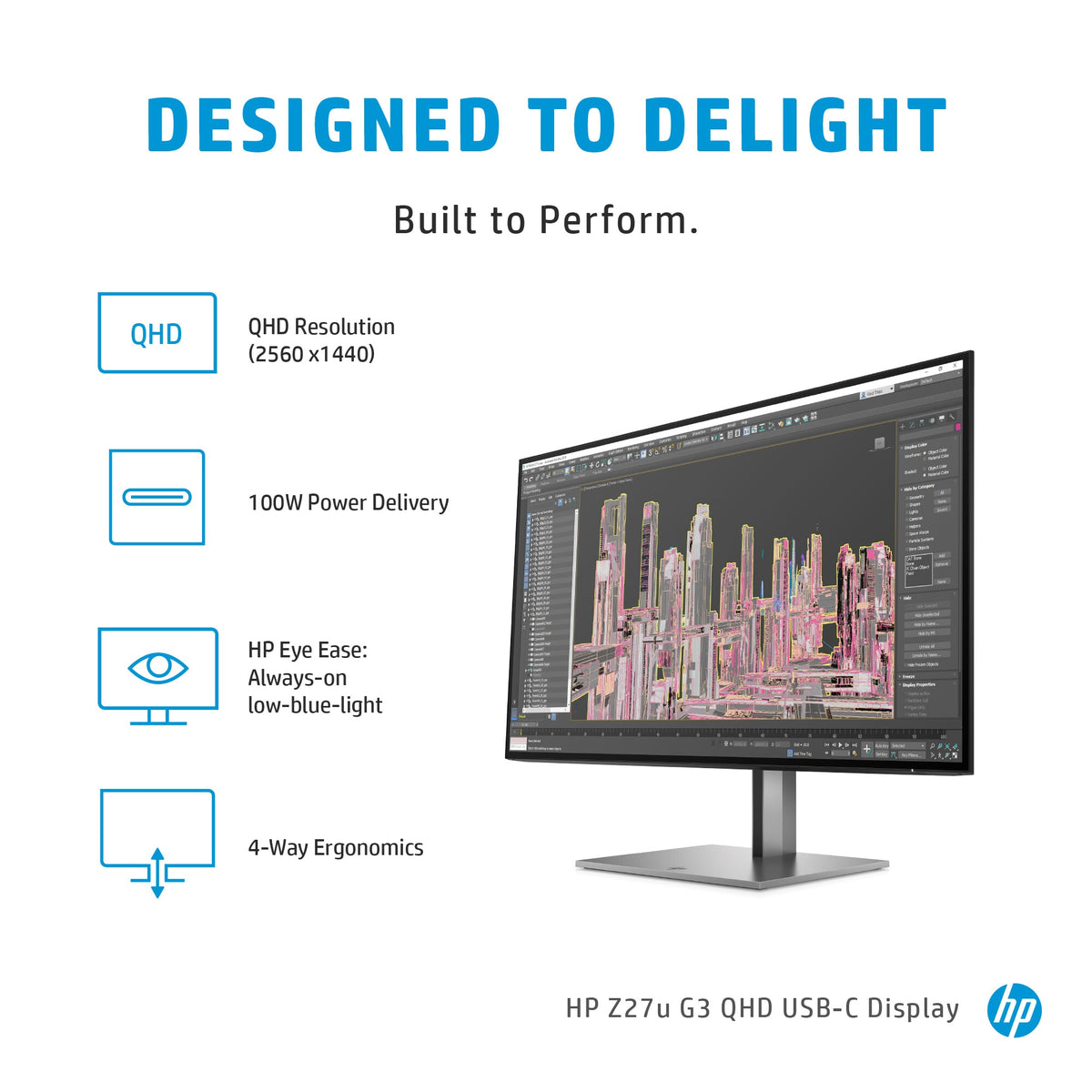 HP Z27U G3 - 68.6 cm (27") - 2560 x 1440 pixels 2K Ultra HD LED Monitor