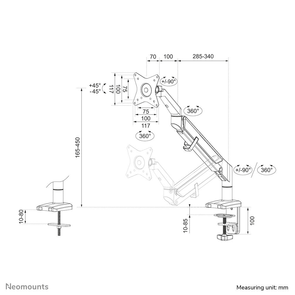 Neomounts DS70-810BL1 - Desk monitor mount for 43.2 cm (17") to 81.3 cm (32")