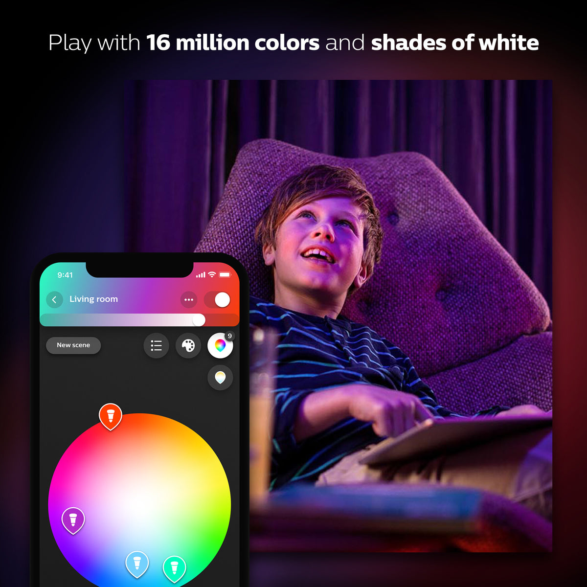 Philips Hue Smart lightbulb - White and Colour - E27 (Pack of 2)