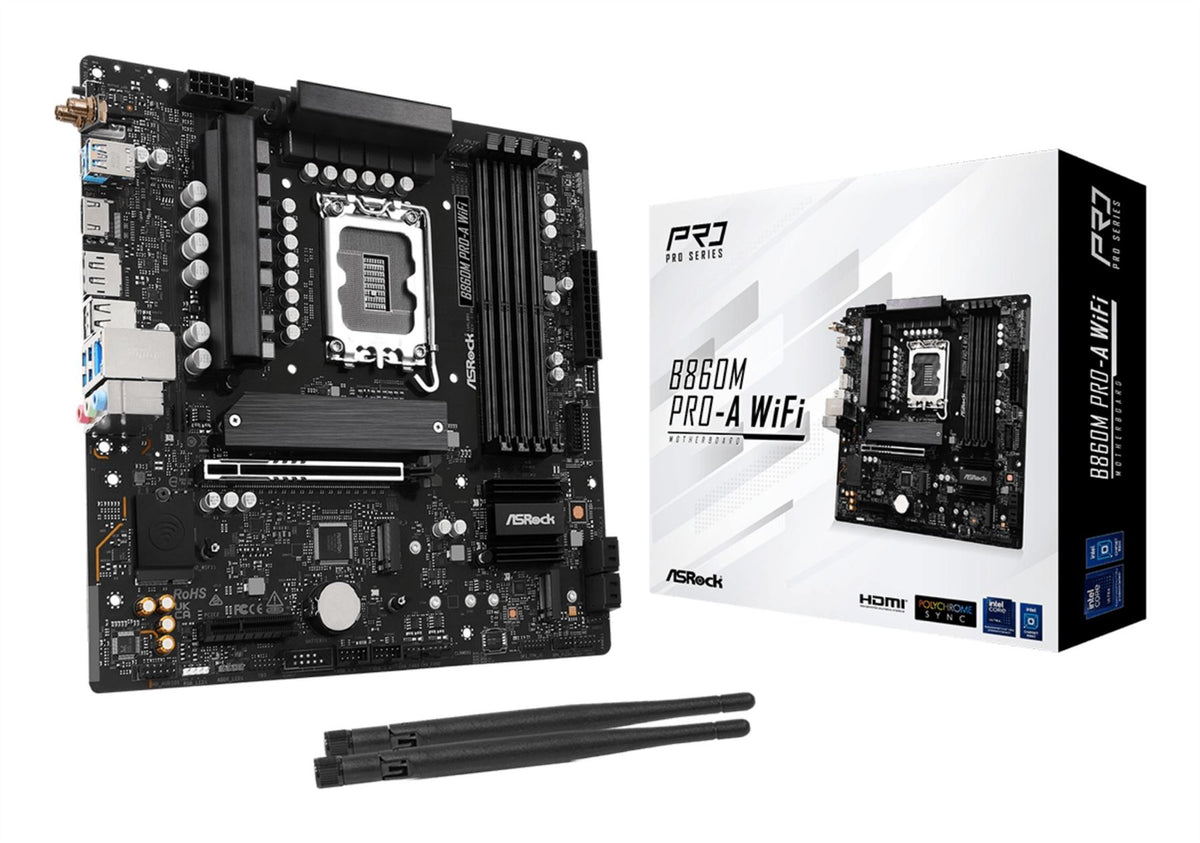 Asrock B860M Pro-A WiFi micro ATX motherboard - Intel B860 LGA 1851