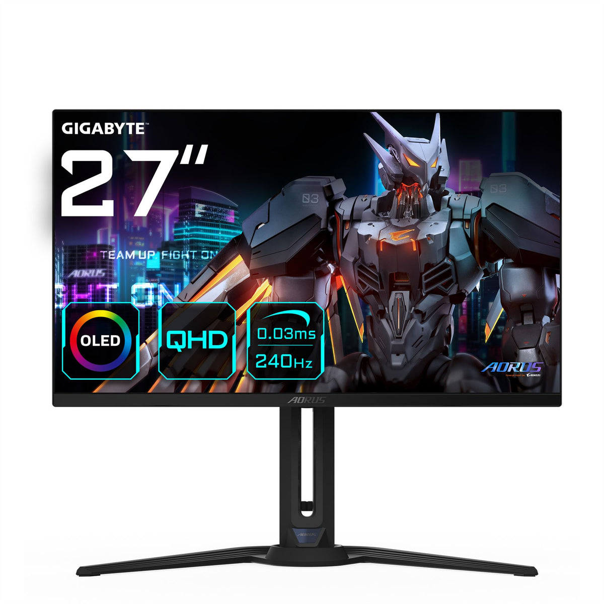 GIGABYTE AORUS FO27Q2 27&quot; OLED QHD Gaming Monitor - 2560 x 1440/ 240Hz/ 0.03ms/ KVM/ 250 cd/m²/ FreeSync Premium Pro/ DisplayHDR True Black 400/ HDMI 2.1