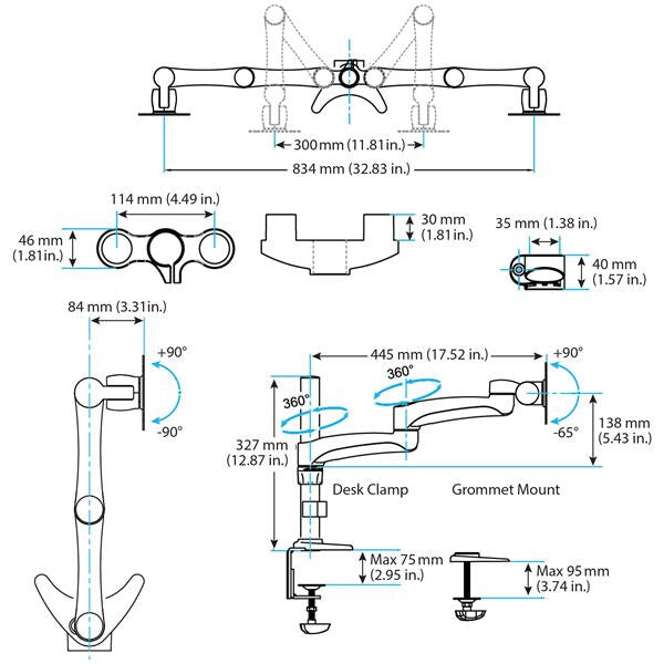StarTech.com ARMDUAL - Desk monitor mount for 30.5 cm (12") to 61 cm (24")
