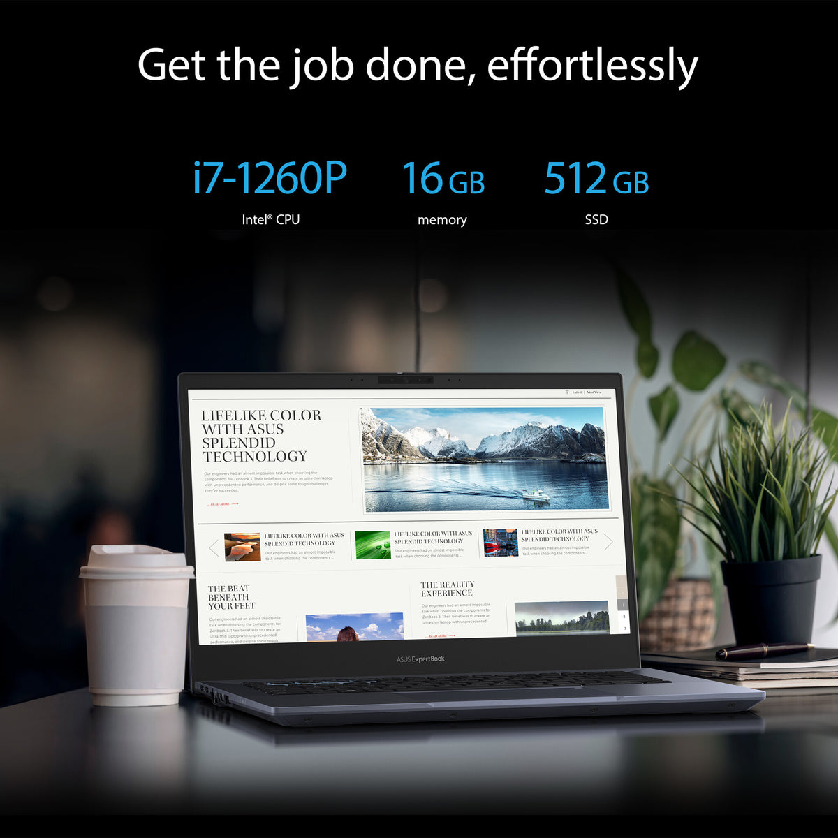 ASUS ExpertBook B5 OLED Laptop - 40.6 cm (16") - Intel® Core™ i7-1260P - 16 GB DDR5-SDRAM - 512 GB SSD - Wi-Fi 6E - Windows 11 Pro - Black