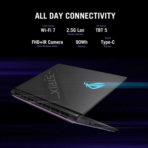 ASUS ROG Strix SCAR 18 Laptop - 45.7 cm (18") - Intel Core Ultra 9 275HX - 64 GB DDR5-SDRAM - 2 TB SSD - NVIDIA GeForce RTX 5090 - Wi-Fi 7 - Windows 11 Home - Black