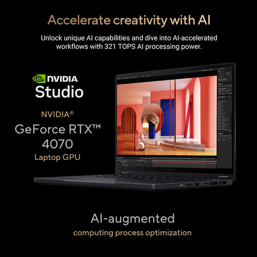 ASUS ProArt PX13 Hybrid (2-in-1) - 33.8 cm (13.3") - Touchscreen - AMD Ryzen AI 9 HX 370 - 32 GB LPDDR5x-SDRAM - 2 TB SSD - NVIDIA GeForce RTX 4070 - Wi-Fi 7 - Windows 11 Home - Black