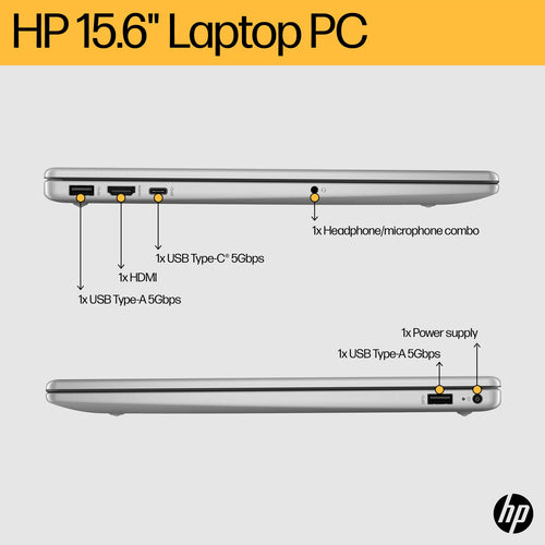 HP 15-fc0036na Laptop 39.6 cm (15.6&quot;) - AMD Ryzen 5 7520U - 8 GB LPDDR5-SDRAM - 512 GB SSD - Wi-Fi 6 - Windows 11 Home - Black