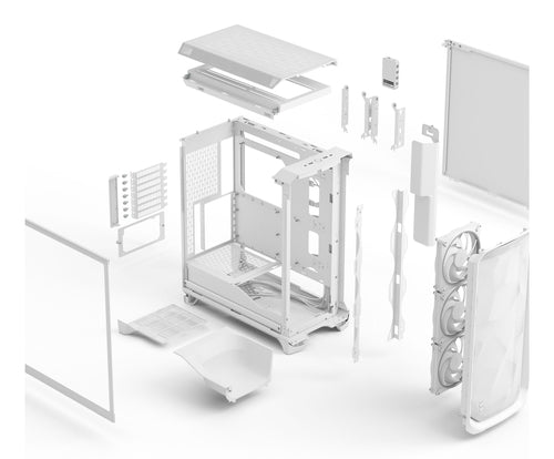 Fractal Design Meshify 3 Ambience Pro RGB - ATX Mid Tower Case in White + Clear Tint