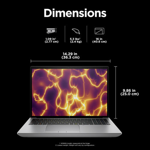 HP ZBook Fury G11 Laptop - 40.6 cm (16") - Intel® Core i9-14900HX - 64 GB DDR5-SDRAM - 2 TB SSD - NVIDIA Quadro RTX 5000 - Wi-Fi 7 - Windows 11 Pro - Silver