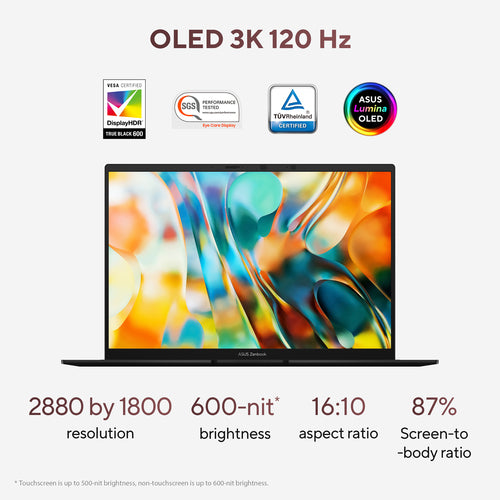 ASUS Zenbook 14 OLED Laptop - 35.6 cm (14&quot;) - AMD Ryzen AI 5 340 - 16 GB LPDDR5x-SDRAM - 1 TB SSD - Wi-Fi 6E - Windows 11 Home - Black
