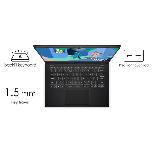MSI Modern 14 Laptop - 35.6 cm (14&quot;) - AMD Ryzen™ 5 7430U - 8 GB DDR4-SDRAM - 512 GB SSD - Wi-Fi 6E - Windows 11 Home - Black
