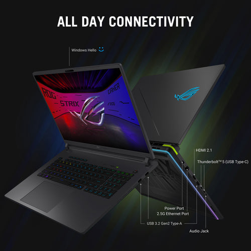 ASUS ROG Strix G18 Laptop - 45.7 cm (18") - Intel Core Ultra 9 275HX - 16 GB DDR5-SDRAM - 1 TB SSD - NVIDIA GeForce RTX 5070 - Wi-Fi 7 - Windows 11 Home - Eclipse Grey
