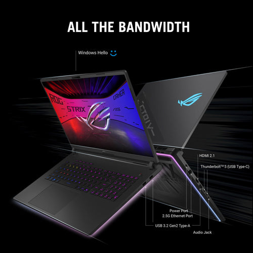 ASUS ROG Strix SCAR 18 Laptop - 45.7 cm (18&quot;) - Intel Core Ultra 9 275HX - 32 GB DDR5-SDRAM - 2 TB SSD - NVIDIA GeForce RTX 5080 - Wi-Fi 7 - Windows 11 Home - Black