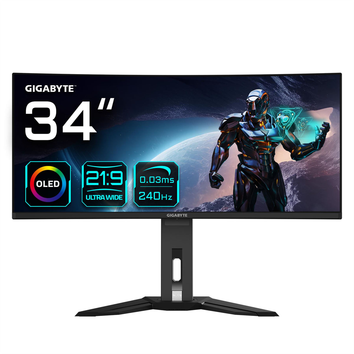 GIGABYTE MO34WQC2 34&quot; OLED WQHD Curved Gaming Monitor - 3440 x 1440/ 240Hz/ 0.03ms/ KVM/ 250 cd/m²/ FreeSync Premium Pro/ DisplayHDR True Black 400/ HDMI 2.1/ Displayport 1.4