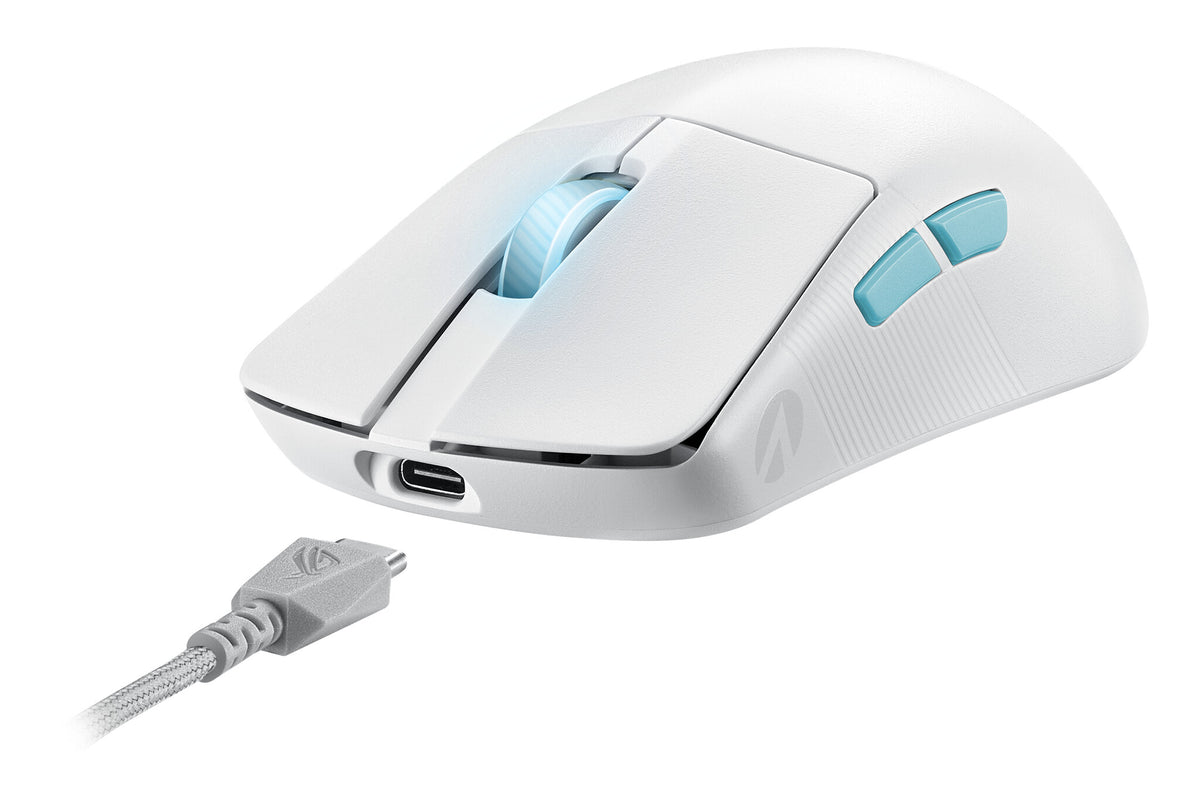ASUS ROG Harpe Ace "Aim Lab Edition" - RF Wireless + Bluetooth + USB Type-C Opto-mechanical Mouse in White - 36,000 DPI