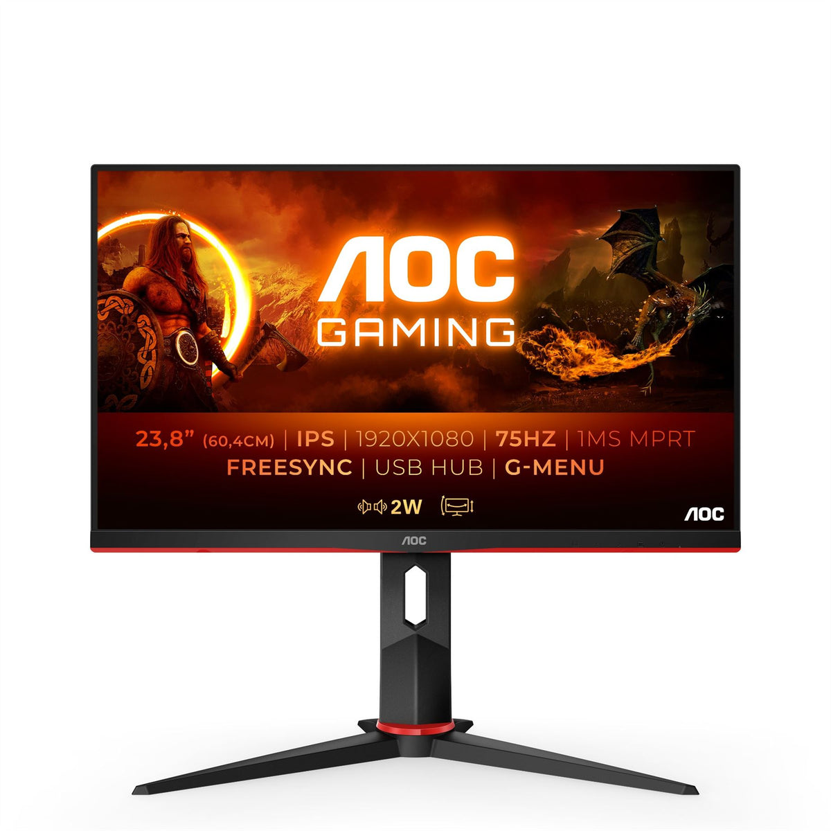 AOC G2 24G2U5/BK Computer Monitor 60.5 cm (23.8") 1920 x 1080 pixels Full HD LED Black, Red