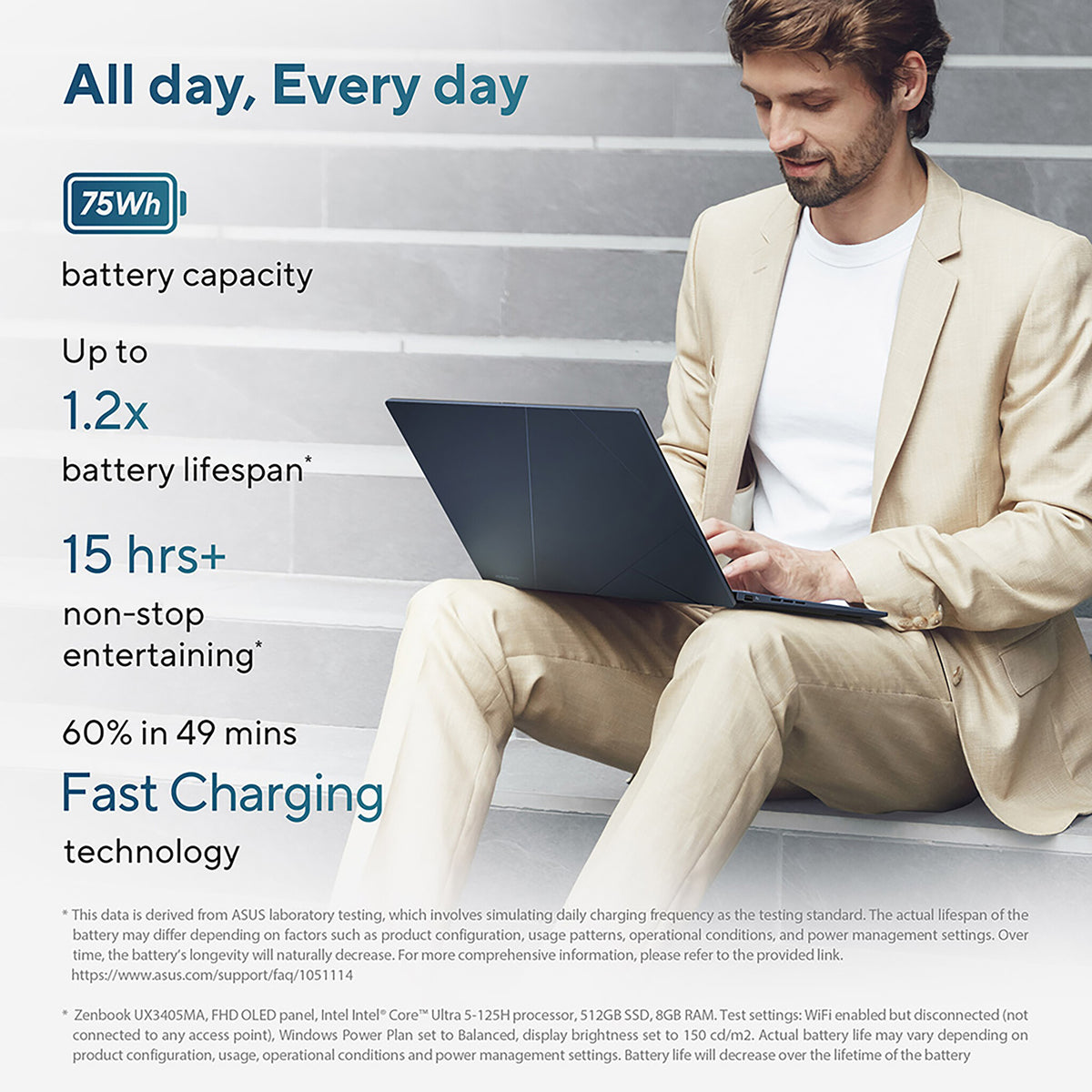 ASUS Zenbook 14 OLED Laptop - 35.6 cm (14") - Touchscreen - Intel Core Ultra 9 185H - 32 GB LPDDR5x-SDRAM - 1 TB SSD - Wi-Fi 6E - Windows 11 Home - Blue