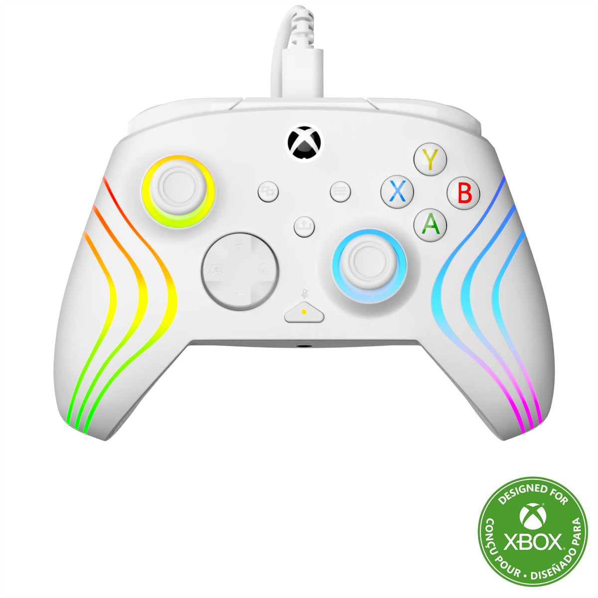 Turtle Beach Afterglow Wave White Wired RGB Gaming Controller with Mappable Buttons, Hall-Effect Hair Triggers and Audio Controls. Licensed for Xbox Series X orS, Xbox One & Windows