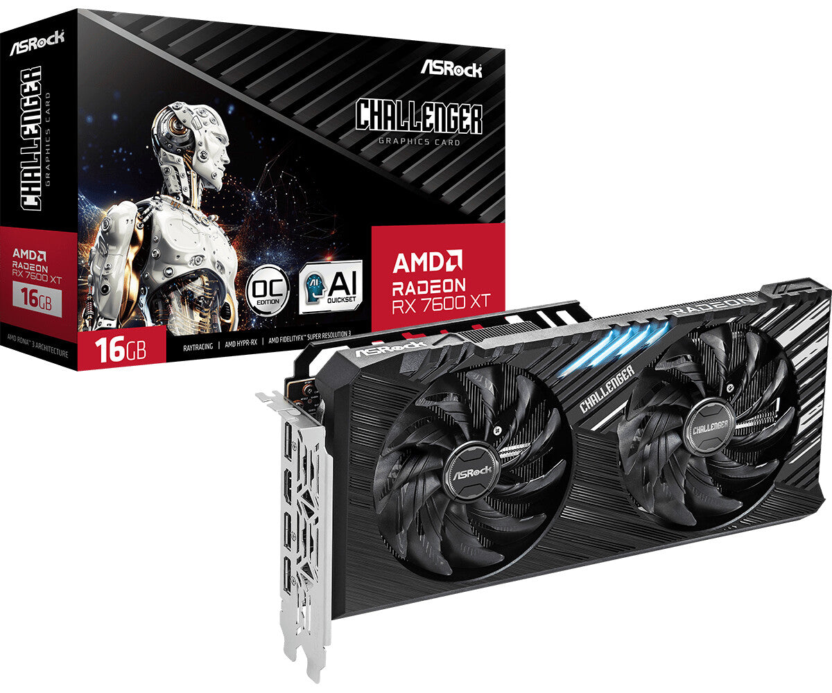 Asrock Challenger - AMD 16 GB GDDR6 Radeon RX 7600 XT graphics card
