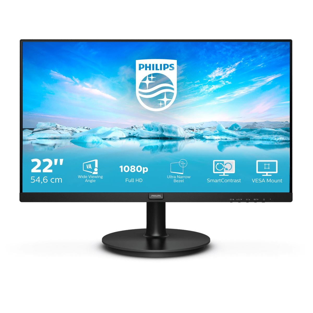 Philips 220V8L5/00 Computer Monitor 54.6 cm (21.5") 1920 x 1080 pixels Full HD LCD Black