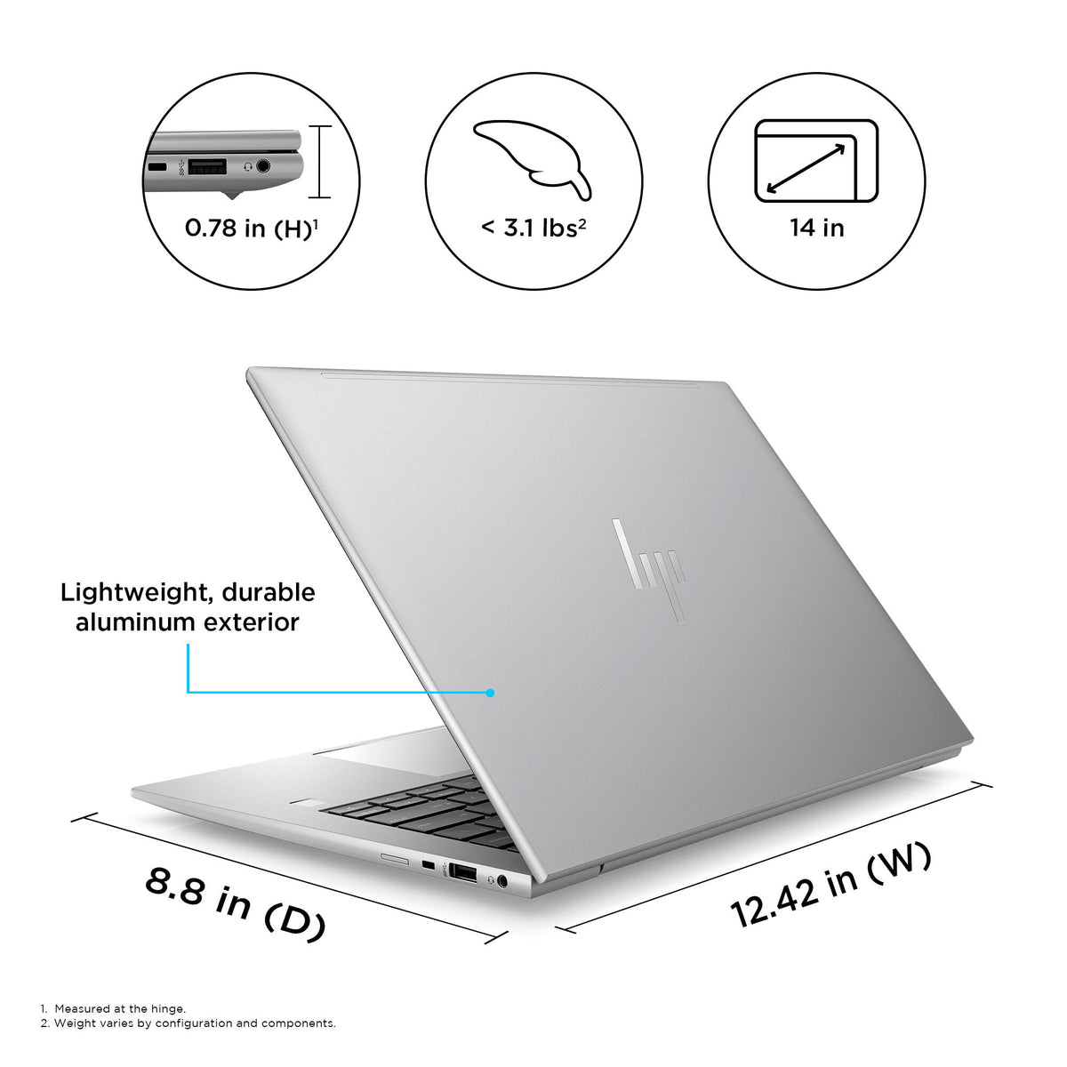HP ZBook Firefly G10 Laptop - 35.6 cm (14") - AMD Ryzen™ 9 PRO 7940HS - 32 GB DDR5-SDRAM - 1 TB SSD - Wi-Fi 6 - Windows 11 Pro - Silver
