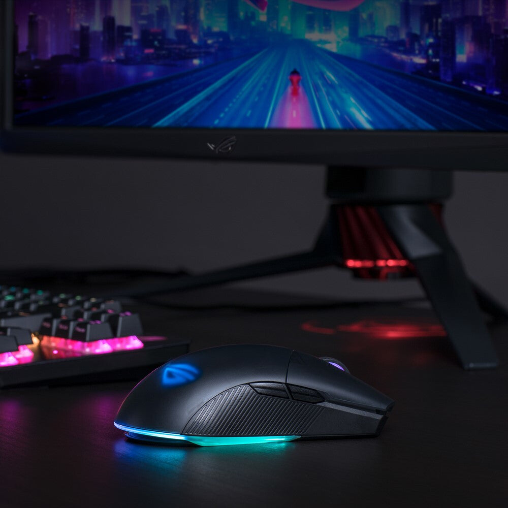 ASUS ROG Pugio II - Ambidextrous RF Wireless + Bluetooth + USB Type-A Optical Mouse - 16,000 DPI