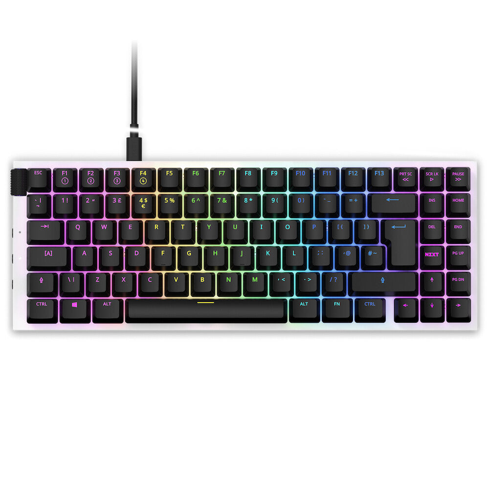 NZXT Function MiniTKL - USB Wired RGB Mechanical Keyboard in White (QWERTY UK)