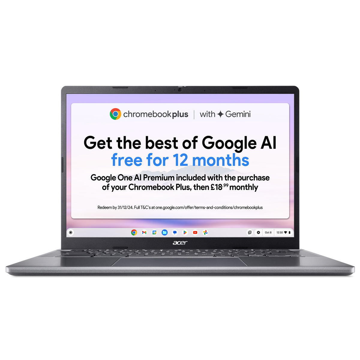 Acer Chromebook Plus 514 - 35.6 cm (14&quot;) - AMD Ryzen 5 7520C - 8 GB LPDDR5x-SDRAM - 256 GB SSD - Wi-Fi 6 - ChromeOS - Grey