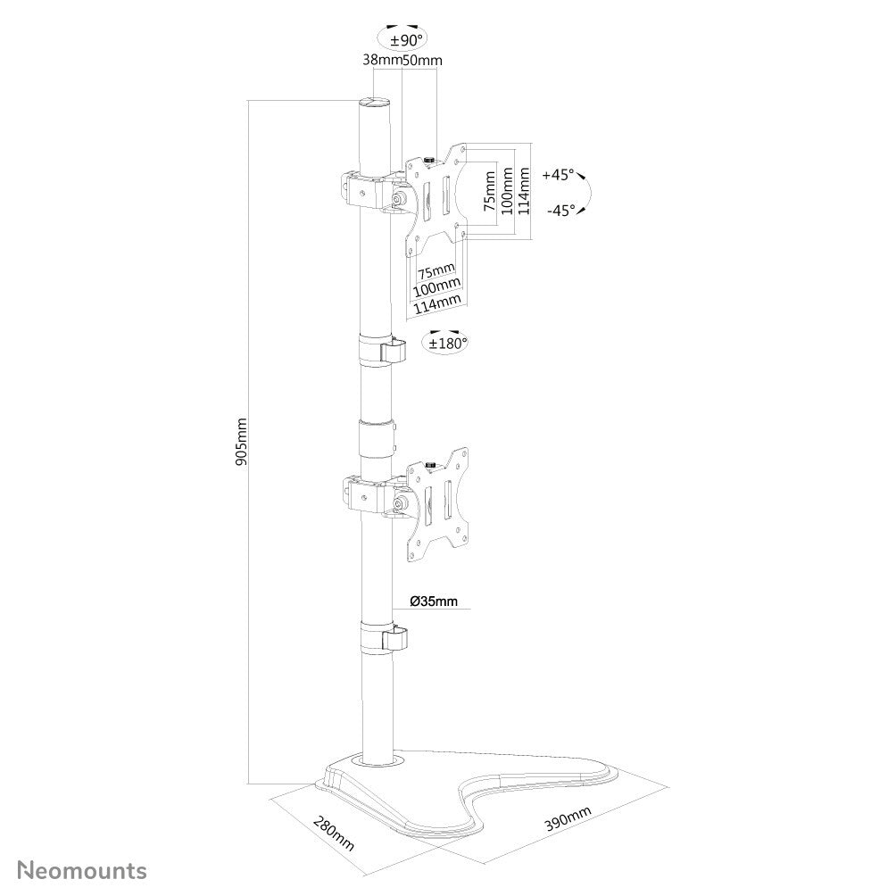 Neomounts FPMA-D550DDVBLACK - Desk monitor stand for 25.4 cm (10") to 81.3 cm (32")