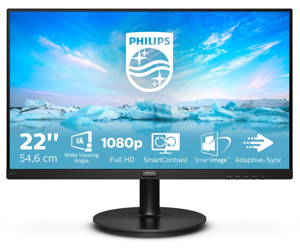Philips V Line 221V8/00 Computer Monitor 54.6 cm (21.5") 1920 x 1080 pixels Full HD LED Black