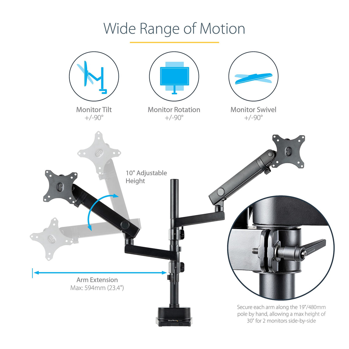 StarTech.com ARMDUALPIVOT Desk monitor mount for 81.3 cm (32")