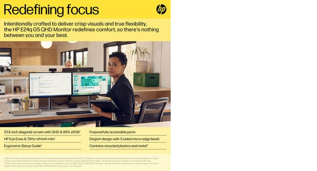 HP E24Q G5 - 60.5 cm (23.8") - 2560 x 1440 pixels QHD Monitor