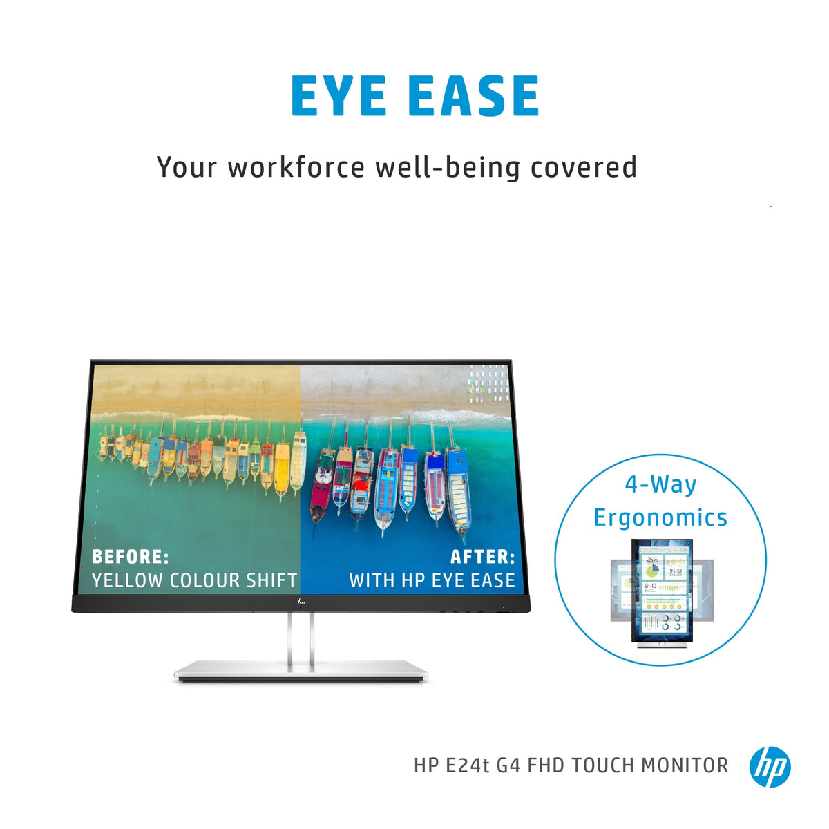 HP E24T G4 - 60.5 cm (23.8") 1920 x 1080p Full HD LED Touchscreen Monitor