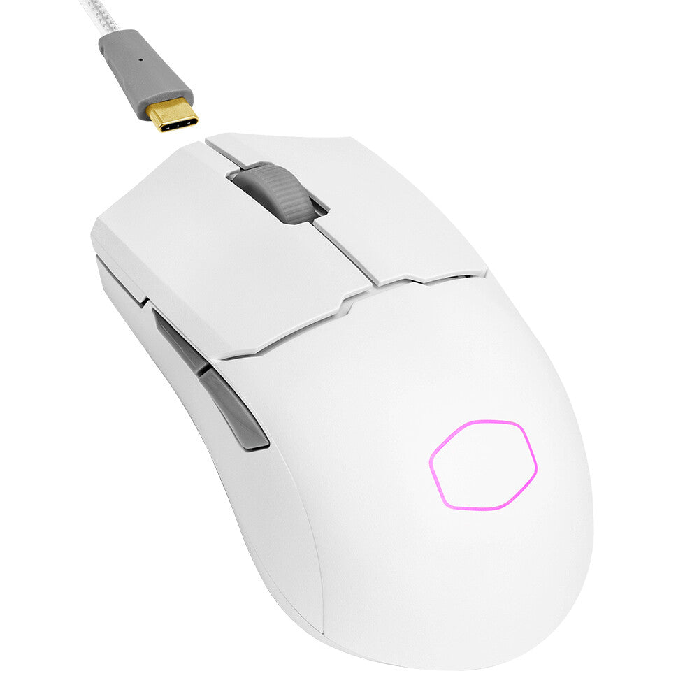 Cooler Master MM712 - RF Wireless + Bluetooth + USB Type-A Optical Mouse in White - 19,000 DPI