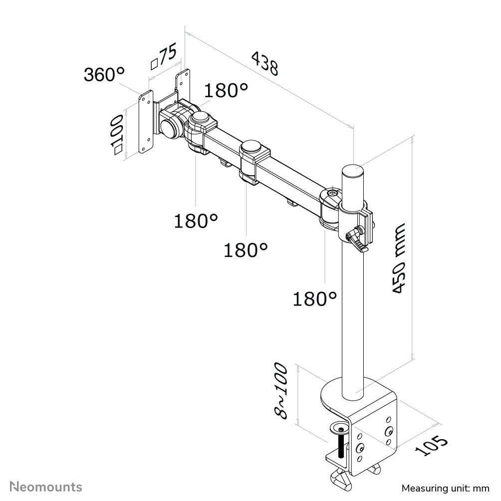 Neomounts FPMA-D960 - Desk monitor mount for 25.4 cm (10") to 76.2 cm (30")