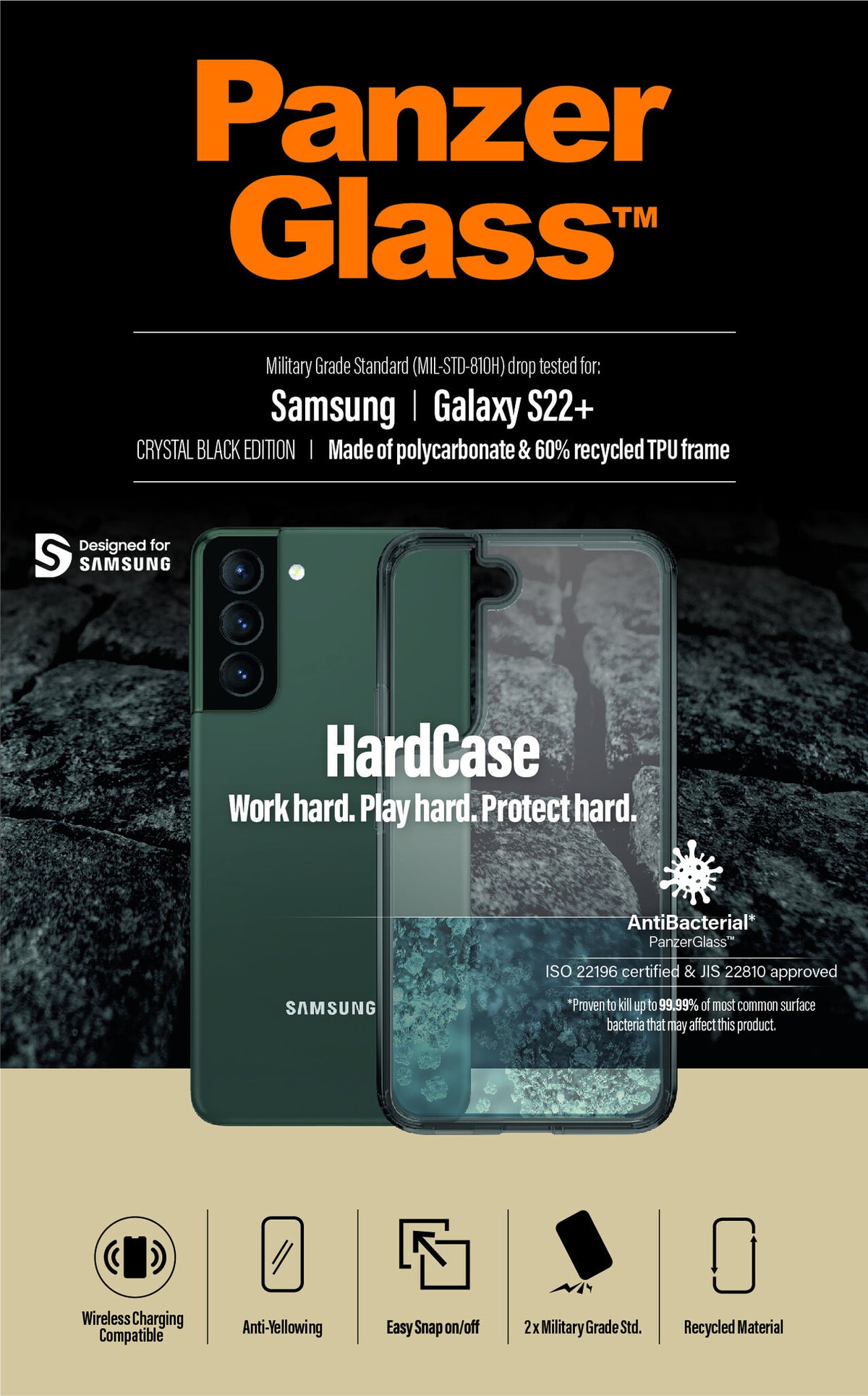 PanzerGlass ® HardCase for Galaxy S22 Plus in Smokey Black
