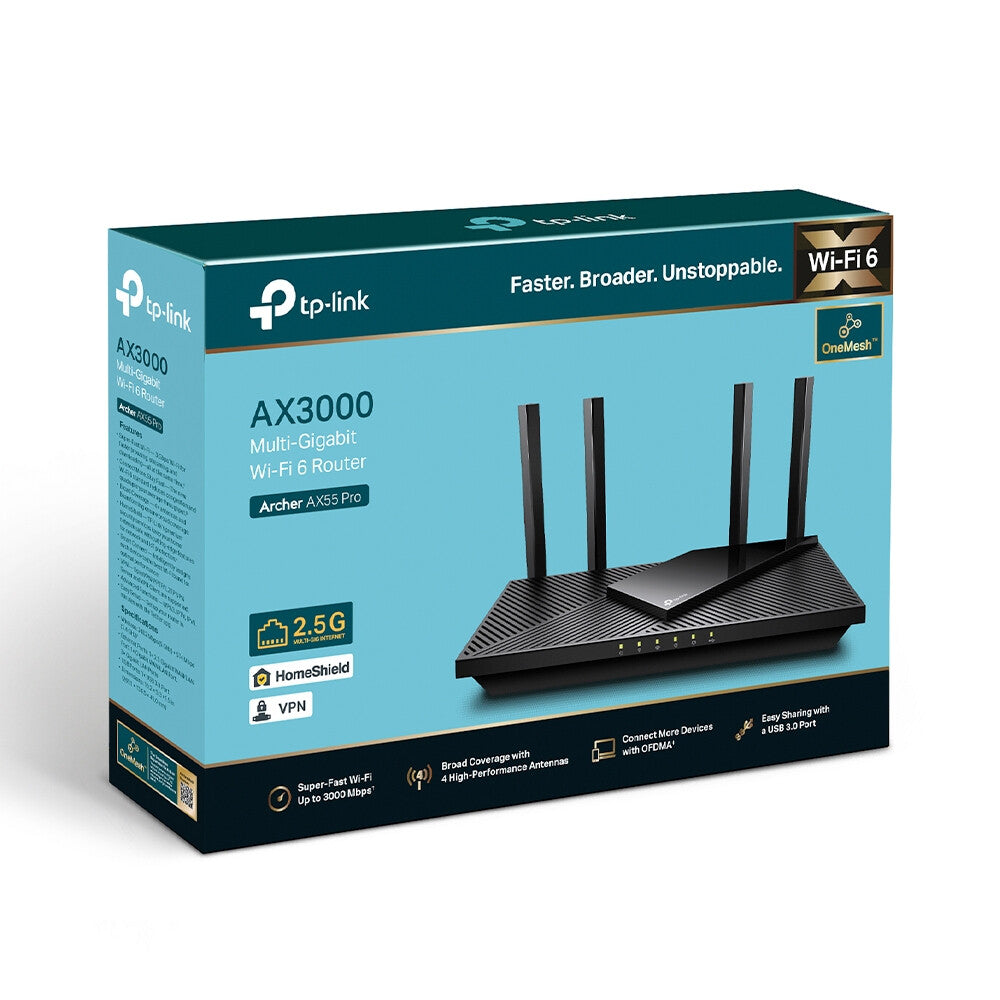 TP-Link Archer AX3000 - Multi-Gigabit Dual-band (2.4 GHz / 5 GHz) Wi-Fi 6 wireless router in Black