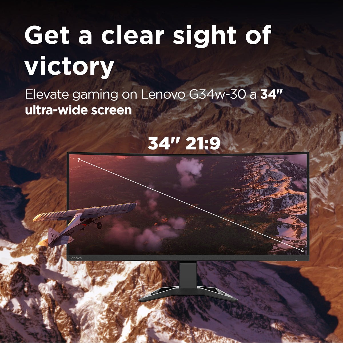 Lenovo G34W-30 - 86.4 cm (34&quot;) - 3440 x 1440 pixels WQHD W-LED Monitor