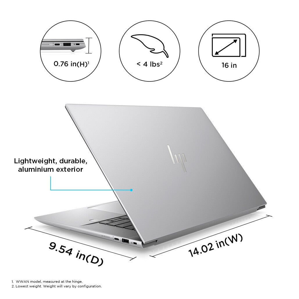 HP ZBook Studio 16 G10 Laptop - 40.6 cm (16&quot;) - Intel® Core™ i7-13700H - 32 GB DDR5-SDRAM - 1 TB SSD - NVIDIA RTX A1000 - Wi-Fi 6E - Windows 11 Pro - Silver