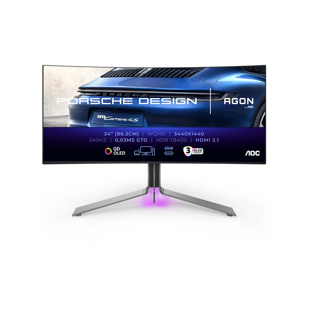AOC Porsche PD34 - 86.4 cm (34") - 3440 x 1440 pixels WQHD QD-OLED Monitor