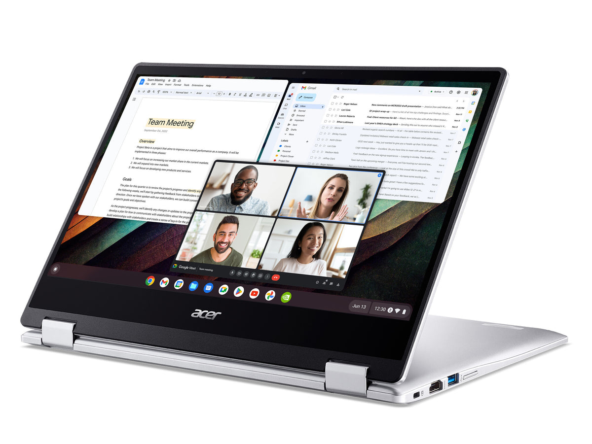 Acer Chromebook Spin 314 Hybrid (2-in-1) - 35.6 cm (14&quot;) - Touchscreen - Intel Celeron N4500 - 4 GB LPDDR4x-SDRAM - 128 GB eMMC - Wi-Fi 6 - ChromeOS - Silver