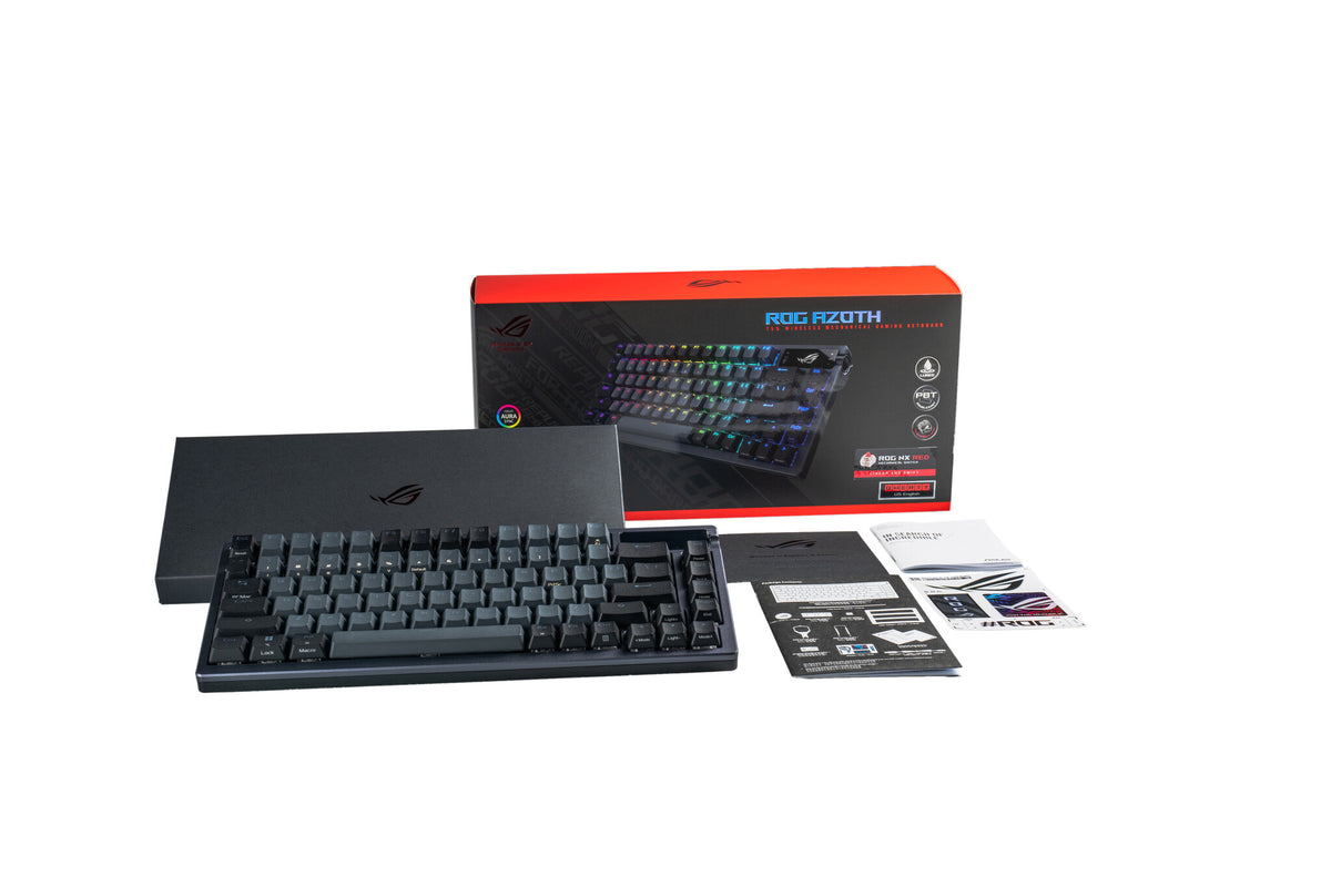ASUS ROG Azoth - USB Wired + RF Wireless + Bluetooth RGB Mechanical Keyboard in Black (QWERTY UK)