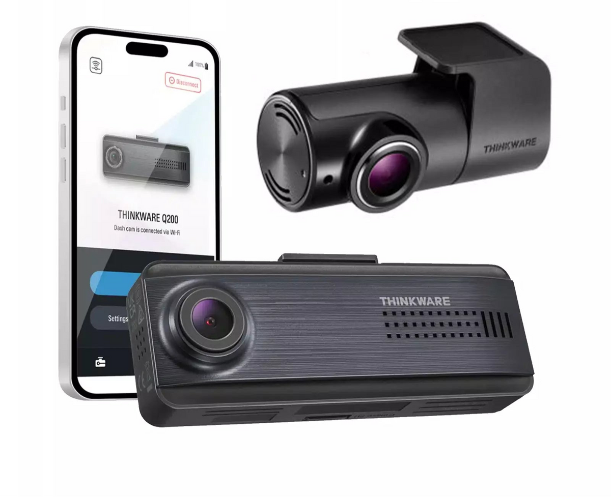 Thinkware Q200 - Dual Lead Front & Rear Dashcam with GPS antenna