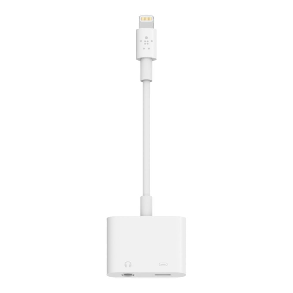Belkin 3.5mm RockStar Lightning Charger and AUX Port 4" - White